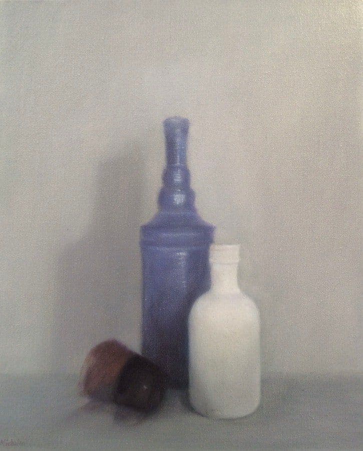 Bouteille bleue, Huile sur toile, Sophie Michalon