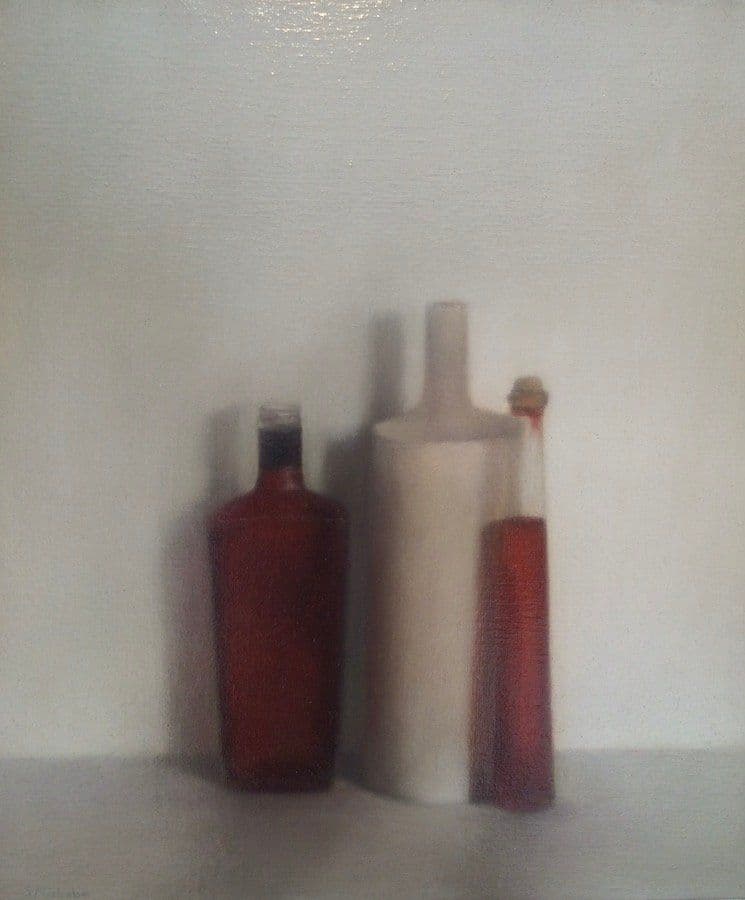 Bouteilles rouges, Huile sur toile, Sophie Michalon