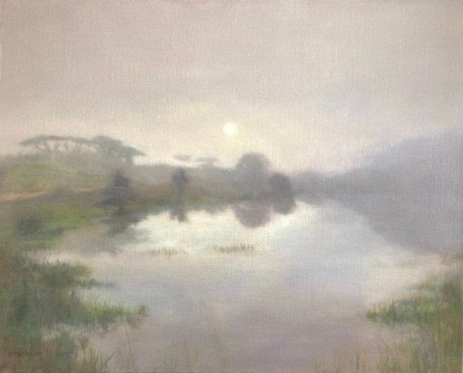 ISimangaliso dans la brume, Huile sur toile, Sophie Michalon