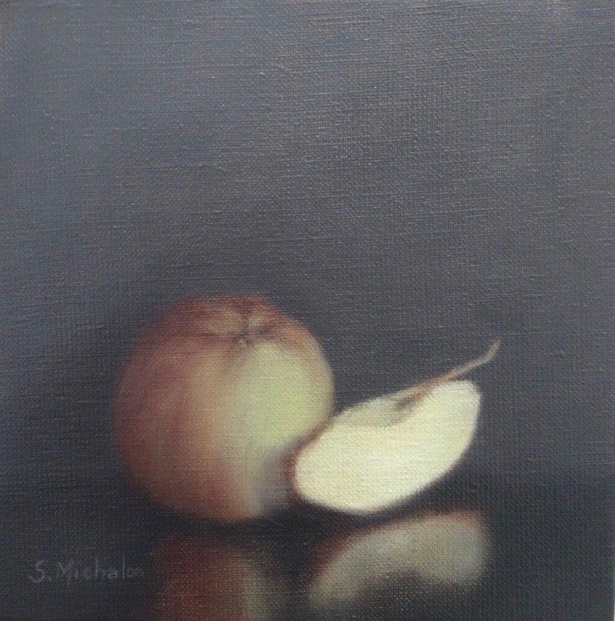 La petite pomme et son quartier, Huile sur toile, Sophie Michalon