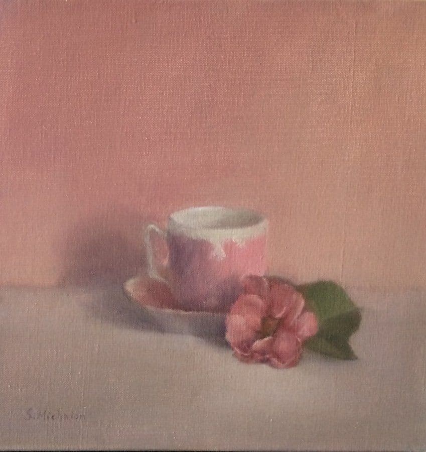 La tasse et la rose, Huile sur toile, Sophie Michalon