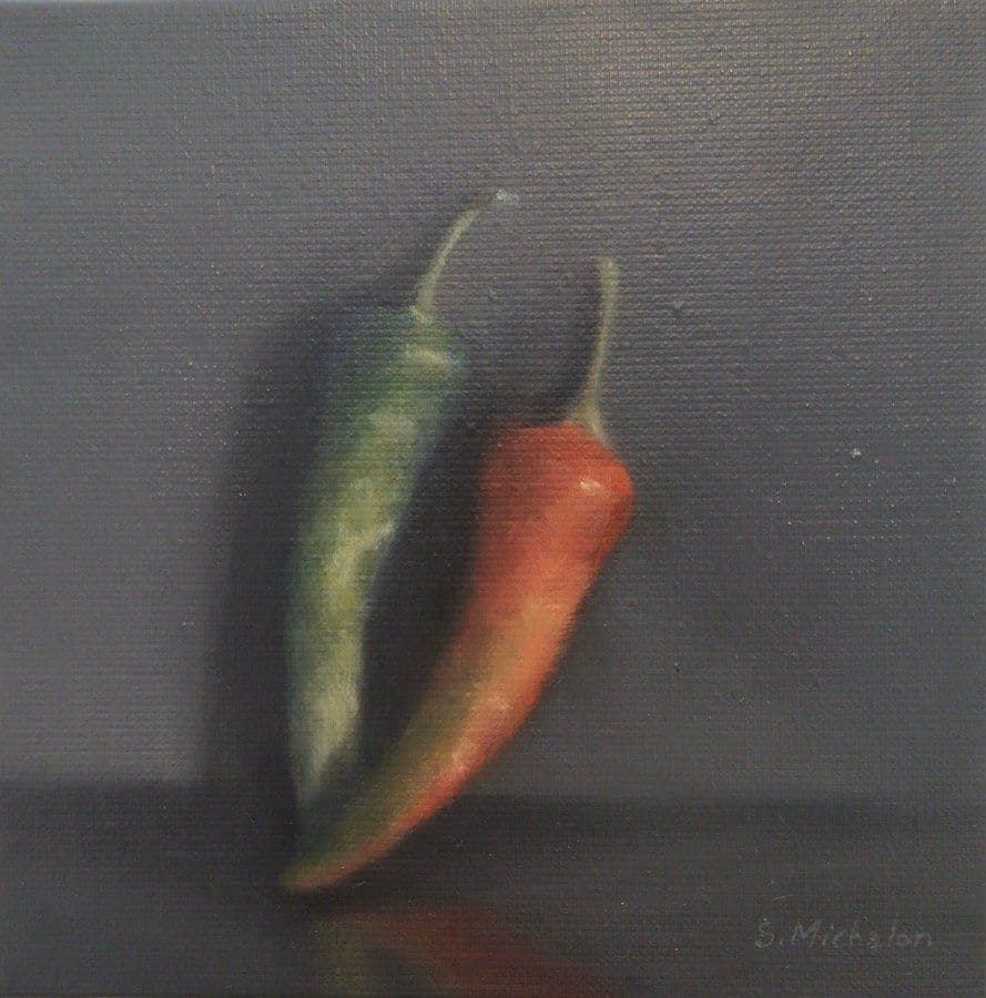 Les piments, Huile sur toile, Sophie Michalon