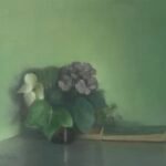 Les_fleurs_et_l_eventail_vert -L46xH38cm-huile_sur_toile_par_l_artiste_peintre_Sophie_MICHALON