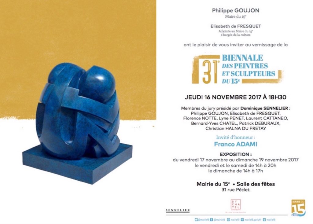 Flyer pour la 31eme Biennale des Artistes Peintres du15eme arrondissement de Paris, novembre 2017, artiste peintre Sophie Michalon